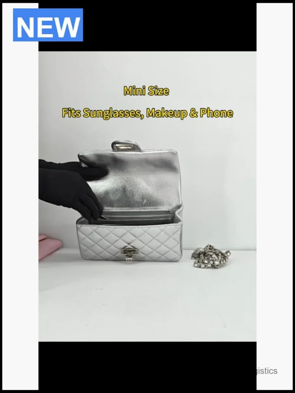 Quilted Genuine Leather Mini Satchel Crossbody with Chain Strap